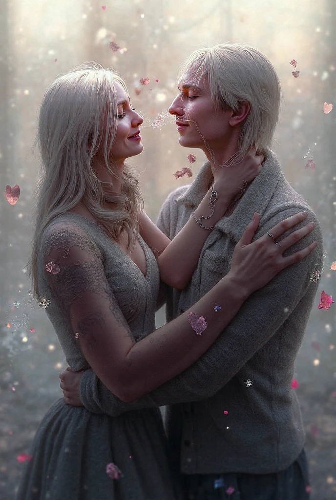 (1 boy, albino androgynous male Snow Queen, he is immortal while he is cold, but the warmth of love will melt him down and kill him)