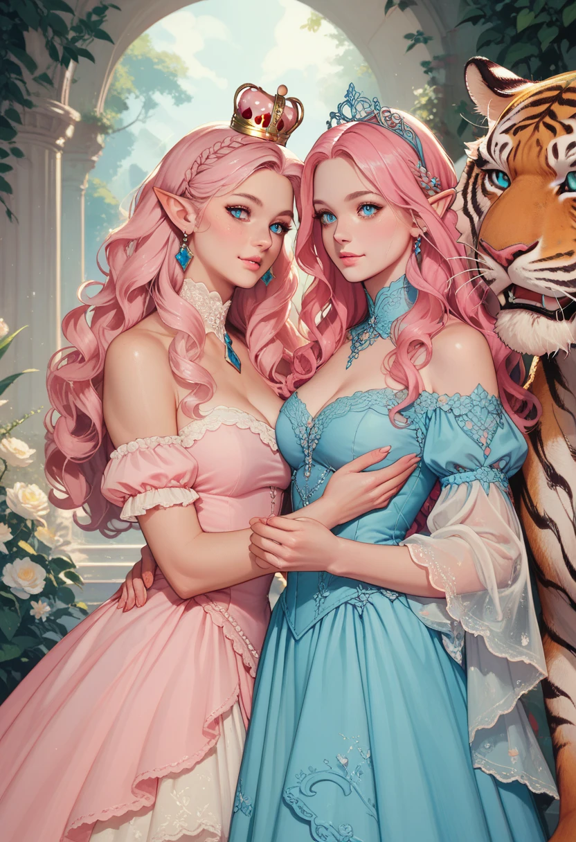 Maria carefully selected a stunning ice-blue ballgown adorned with intricate beading and delicate lace. She styled her hair in an elegant updo and added a tiara that shimmered with crystals. Completing her look with a pair of silver heels and matching gloves, Maria felt like a true princess ready for the rematch.
Stacy, on the other hand, opted for a radiant pink ballgown, adorned with cascading ruffles and a voluminous skirt. She let her long, flowing hair fall loose in soft waves and crowned her head with a tiara adorned with vibrant gemstones. With a pair of sparkling heels and matching gloves, Stacy looked like a vision of elegance and grace.
As they reconvened at the creek, the sun casting a golden glow over the water, the princesses couldn't help but admire each other's regal appearance. Their gowns billowed around them as they prepared for the second round of their muddy creek wrestling match.
And with that, the two princesses descended into the creek once again, ready to unleash their playful strength and determination in a battle of muddy grace and laughter. --auto --s2