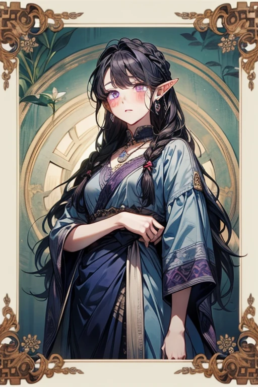 (((masterpiece))),(((bestquality))),((ultra-detailed)),(illustration),((anextremelydelicateandbeautiful)),dynamicangle,floating,(beautifuldetailedeyes),(detailedlight) (1girl),small_breasts,floating_hair,glowingeyes,pointy_ears,whitehair,greeneyes,halterdress, feather,leaves,nature,(sunlight),river,(forest),(painting),(sketch),(bloom)