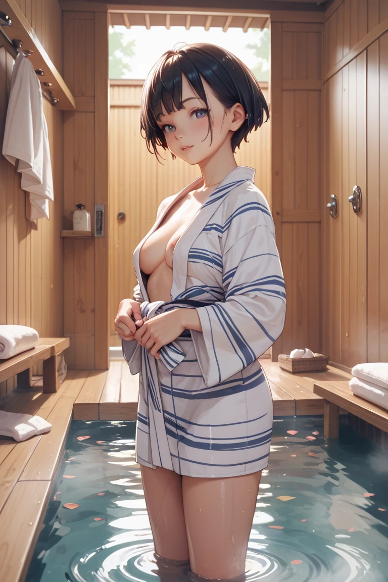 silber hair　Longhaire　Hand lifts right ankle　Forehead visible　Open-air bath on moonlit night　Tecateca、、Kojiri、slim figure、slenderness、slender、Petite bust、Slim Girl Model、Beautuful Women、backs、Slender eyes、Brunette spreading in bathtub　Long hair on silver hair　low angles、zoomed out、Upper body naked、 、perspired、red blush、buttock、Bite、Spread your legs apart