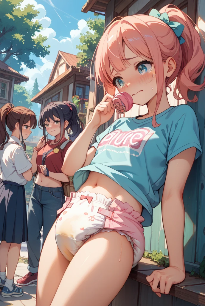 Small breasts、5girls,strawberry print panties、Pee