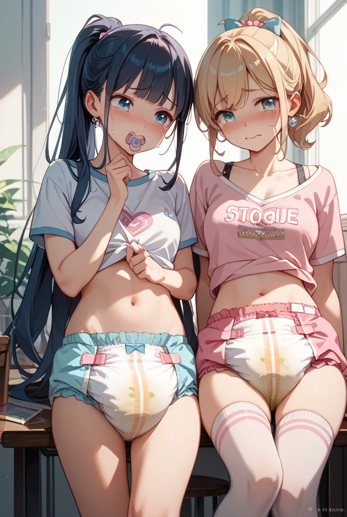 (((Repeated urination and defecation in the center))),(((sometimes)) Deep kissing on a thick erect frankfurter sausage POV:1.2),((A plump and squishy lady:1.3)),((surprise！！:1.3)),(((Women's Lace Panties,((open crotch pantie)),transparent,Erotic lingerie,Big size,Open crotch underwear))),Highest quality、High resolution、Detailed Background、(Beautiful face in every detail:1.4)、,(((Sexy Lace Nightwear for Women,transparentなメッシュのlingerie,transparentなエロティックなポルノドレス,Long sleeve,lingerie,summer pajama))),(((A lively and playful scene in a Japanese kindergarten classroom filled with colorful toys and cheerful decorations. Two young girls, about 5 or , are standing on either side of a slightly shy boy of the same age. The boy, dressed in a simple shirt and shorts, looks a bit confused as the girls vie for his attention. One girl, with her hair tied in pigtails, is holding one of his hands, trying to lead him towards a play area filled with building blocks. The other girl, with short, bobbed hair, is gently tugging on his other hand, offering him a stuffed animal to play with. Both girls wear the typical kindergarten uniform, consisting of a cute smock and matching hat, and their expressions are a mix of determination and playful rivalry. The scene is lighthearted and innocent, capturing the charming dynamics of young children at play.)))