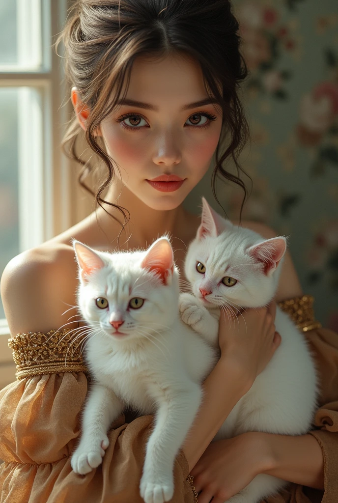 enormous Renaissance bouquet of cutest fluffy kittens, cute girl, flowing, intricate, elegant, highly detailed, wonderful quality, dramatic light, sharp focus, beautiful composition, joyful, mystical, iconic, fine, deep colors, amazing color, winning, perfect, epic, cinematic, symmetry, clear, artistic, thought, complex, brilliant, best, awesome, colossal <lora:offset_0.2:0.35><lora:xl_more_art-full_v1:0.35>