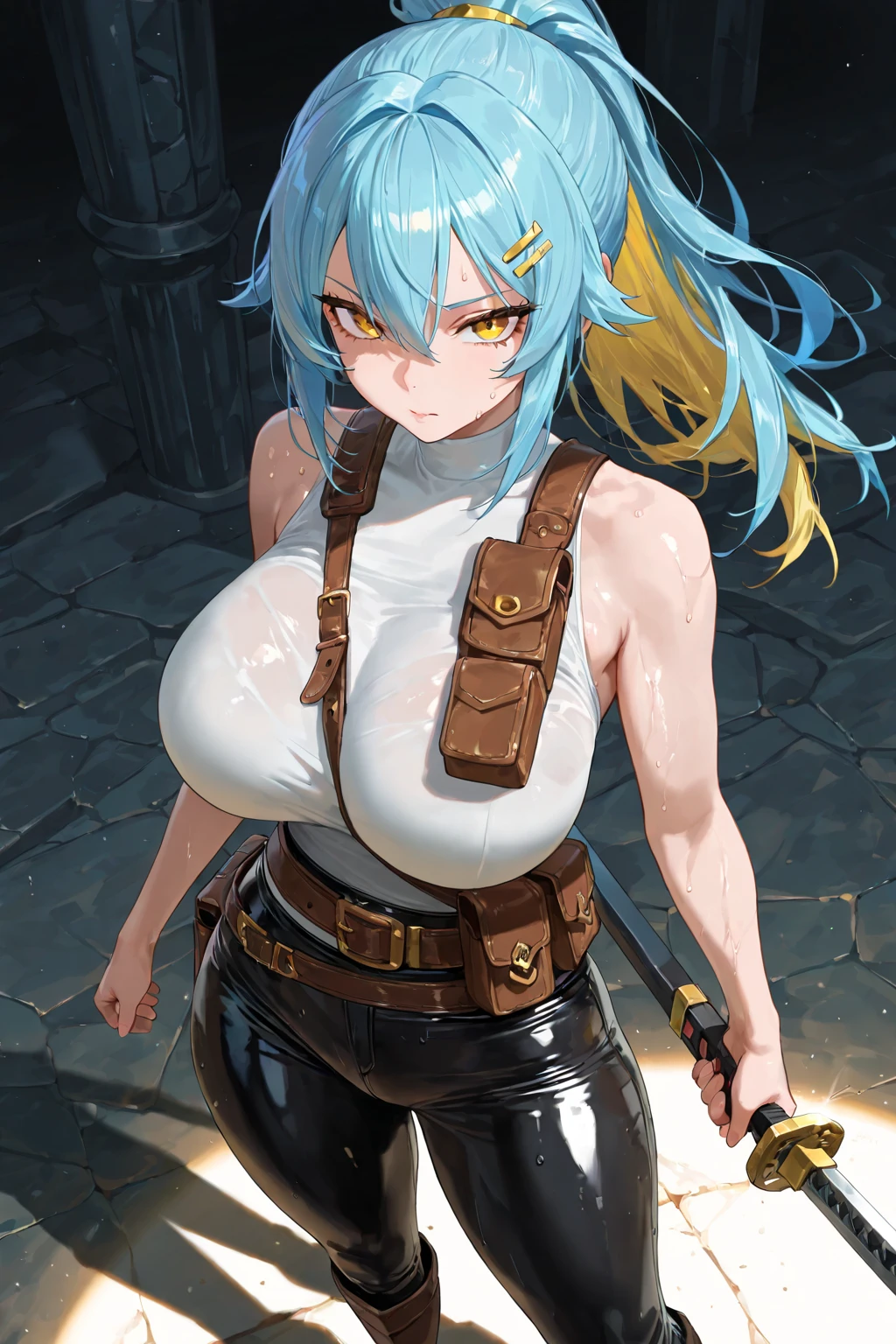nsfw, sinon 1, short hair with long hair, hair between eyes, blush, side lock, huge breasts, revealing clothes, blue clothes, gloves, Thighhighs, (off shoulder, bare shoulders), (underboob:1.5), (abdomen, belly button, T-back),
sinon 1, animal ears, black ribbon, black shorts, breastplate, hair ribbon, short shorts, abdomen, fingerless gloves, thigh strap, side lock, hair between eyes, Green armor, shoulder armor、 huge breasts、A long chest overflowing、huge breasts、huge breasts、abnormally large、unusually huge breasts、Gigantic Sagging Breasts、long chest、lower chest、Ahegao,Ohkao, full nude,sweat, wet, steam, water drop,
