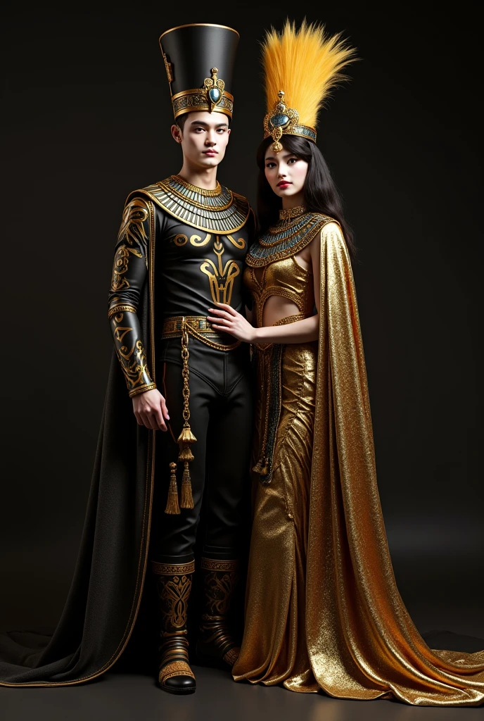 Ancient Egyptian goddess with Pharaoh prince Tuntankamon