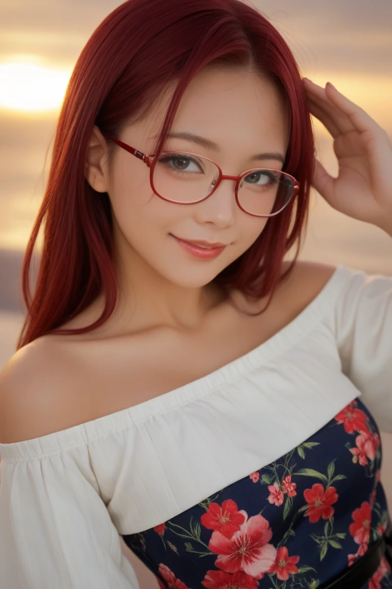 score_9, score_8_up, score_7_up, BREAK,
1girl,
beautiful sorceress, long red hair, green eyes, round glasses, detailed face, pink lips, beautiful teeth, hair flower,
athletic body, hourglass body,
transparent robe, cleavage, exposed breast,
smirk, blushing, smiling, naughty face, presenting, top-down bottom-up,
erotic, indoor,
highly detailed, amazing aesthetic, close-up