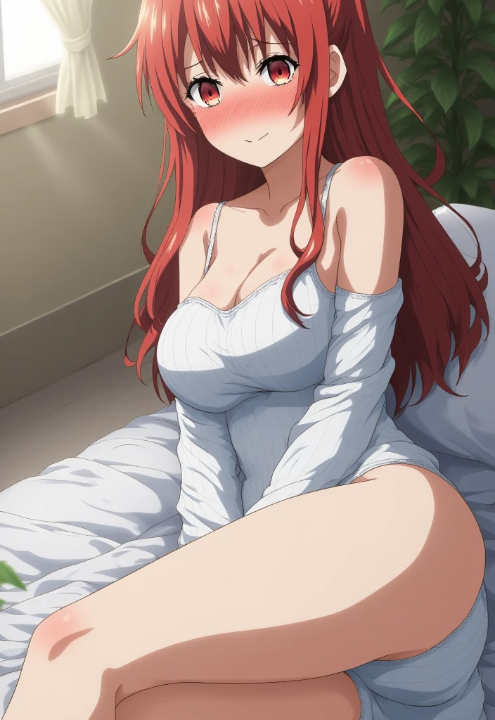 masterpiece, best quality, ultra-detailed, 1girl (namiop, Big and pretty breasts, orange hair, long hair, brown eyes, empty eye), blank face, parted lips, hypnosis, solo, see-through nightgown, wanostyle, night time, in the bedroom, weakly standing, head tilt