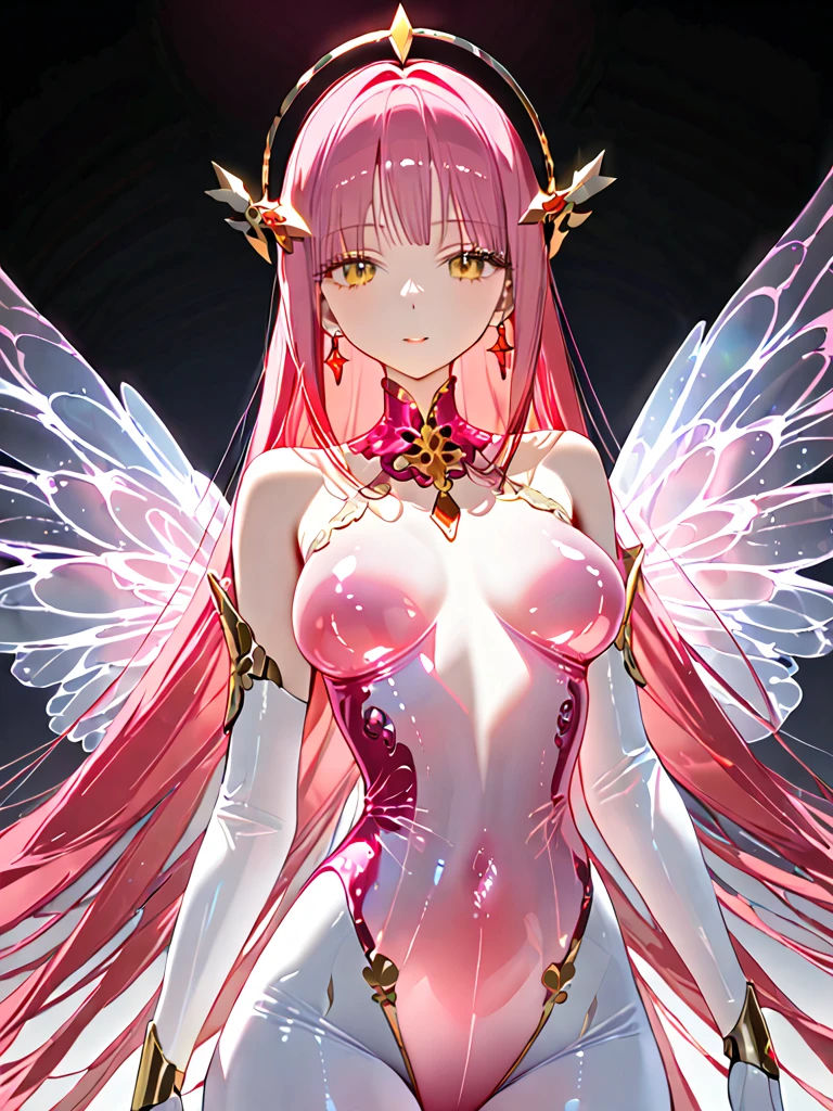 Long pink hair,Pink eyes,Girl,Butterfly wings