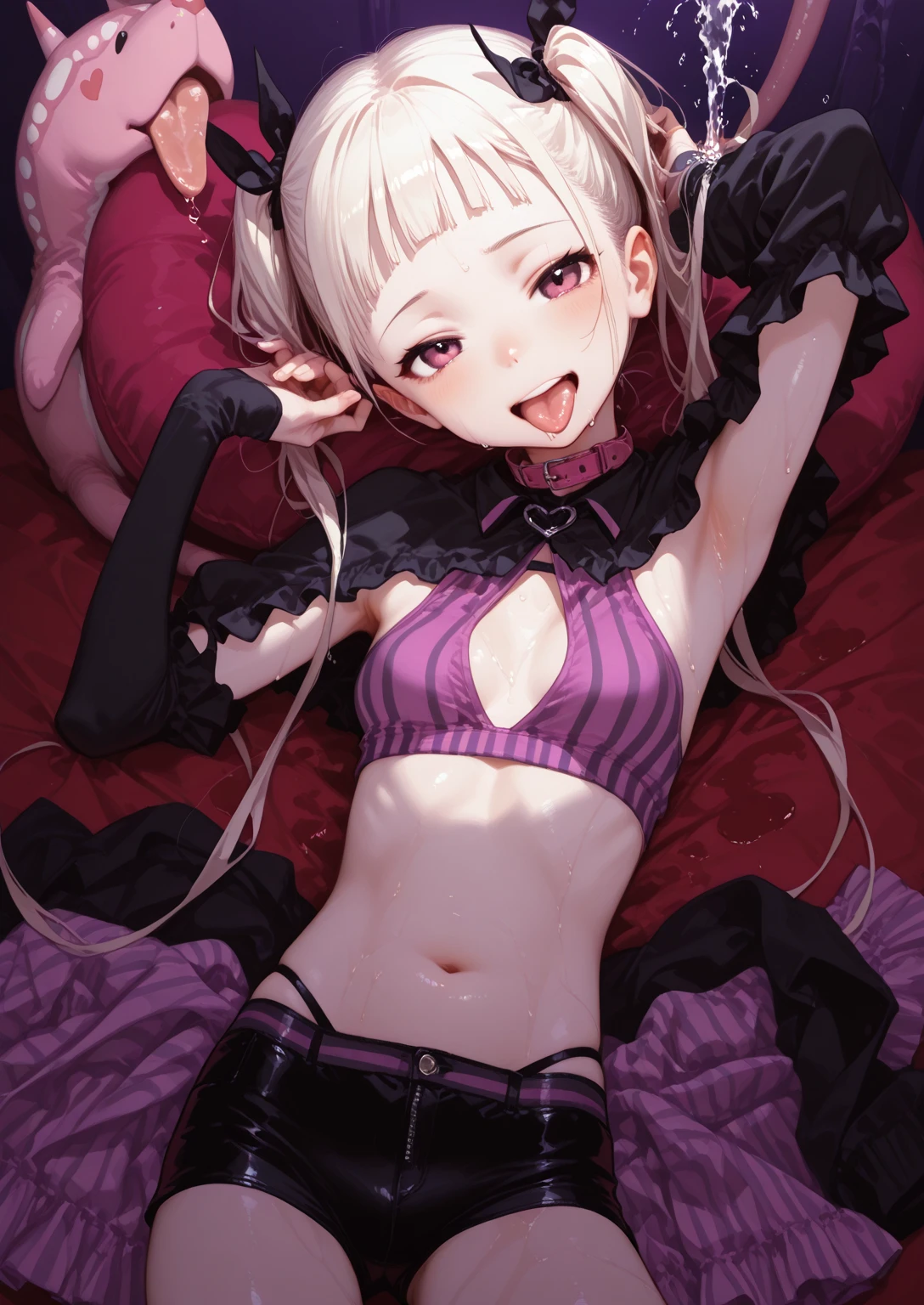 score_9, score_8_up, score_7_up, score_6_up, score_5_up, score_4_up, source_anime, BREAK
OyamaMahiro, 1girl, solo, 1girl, solo, female, text, hair, breasts, clothed, blush, open mouth, looking at viewer, black cat top, thong, smile, , erect nipples under clothes, black stockings, foot fetish, lie down, foots at viewer, foots, sole of the feets
