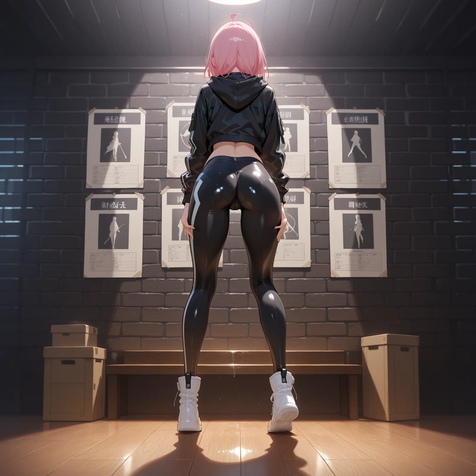 anime - style woman in pink top and white pants leaning on a door, haruno sakura, sakura haruno, the anime girl is crouching, sakura haruno in slug sage mode, photorealistic anime girl render, beautiful anime girl squatting, smooth anime cg art, render of a cute 3d anime girl, rendered in sfm, realistic anime 3 d style