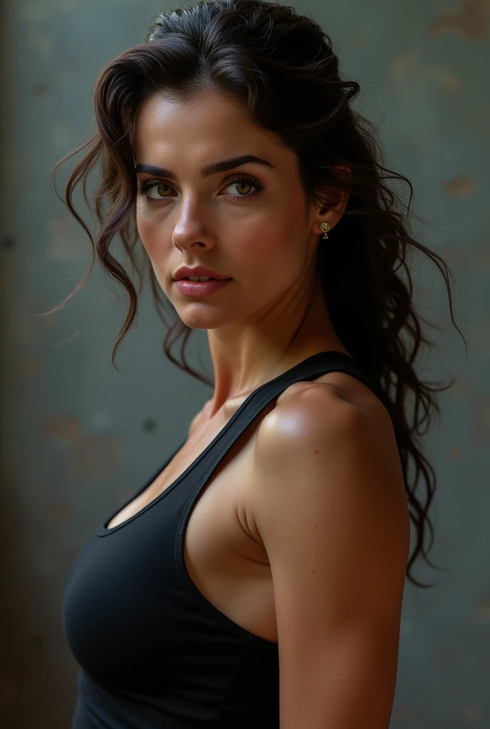 cinematic film still realistic, photorealistic, award winning photo , Long Shot,Face of a very beautiful  30 years old Latin woman with long black hair, athletic body, Looking at the viewer with a penetrating and seductive gaze  cinematic shot + dynamic composition, incredibly detailed, sharpen, details + intricate detail + professional lighting, film lighting + 35mm + anamorphic + lightroom + cinematography + bokeh + lens flare + film grain + HDR10 + 8K + Roger Deakins, ((cinematic)) . shallow depth of field, vignette, highly detailed, high budget Hollywood movie, bokeh, cinemascope, moody, epic, gorgeous, film grain, grainy