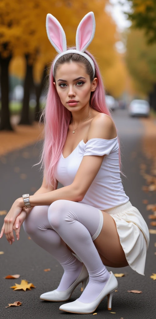 Lifewithmak RAW photo of a Russian-born woman with pink hair, slightly slanted eyes, brown eyes, sitting in the landscape., (high detail volume: 1.2), 8k uhd, dslr, soft lighting, high quality, film grain Fujifilm XT3,