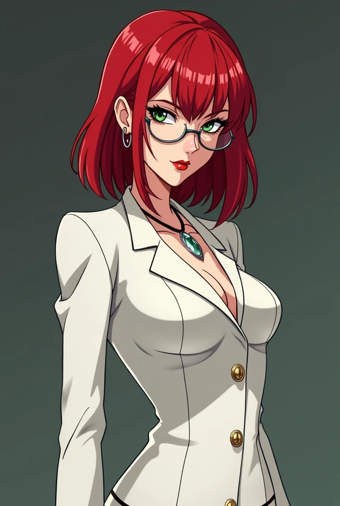 masterpiece,best quality, unreal engine, ultra res, extremely detailed,
1girl, medium breasts, waist, slender, (muscular:0.9)
<lora:Character_ort_vanessa_kof_v0.3:0.5>vanessa_kof
red hair, wavy hair, short hair, red eyes,parted lips,red rouge
<lora:Cloth_ort_fashion_v0.1:0.4>
fashion2312,
business jacket, black jacket, white shirt, frills, cleavage, pencil skirt, black skirt,
jewelry, necklace, glasses, teaching
school, teacher,
<lora:Style_hews_style:0.3> <lora:Style_anmnr01AOM3A1:0.2>