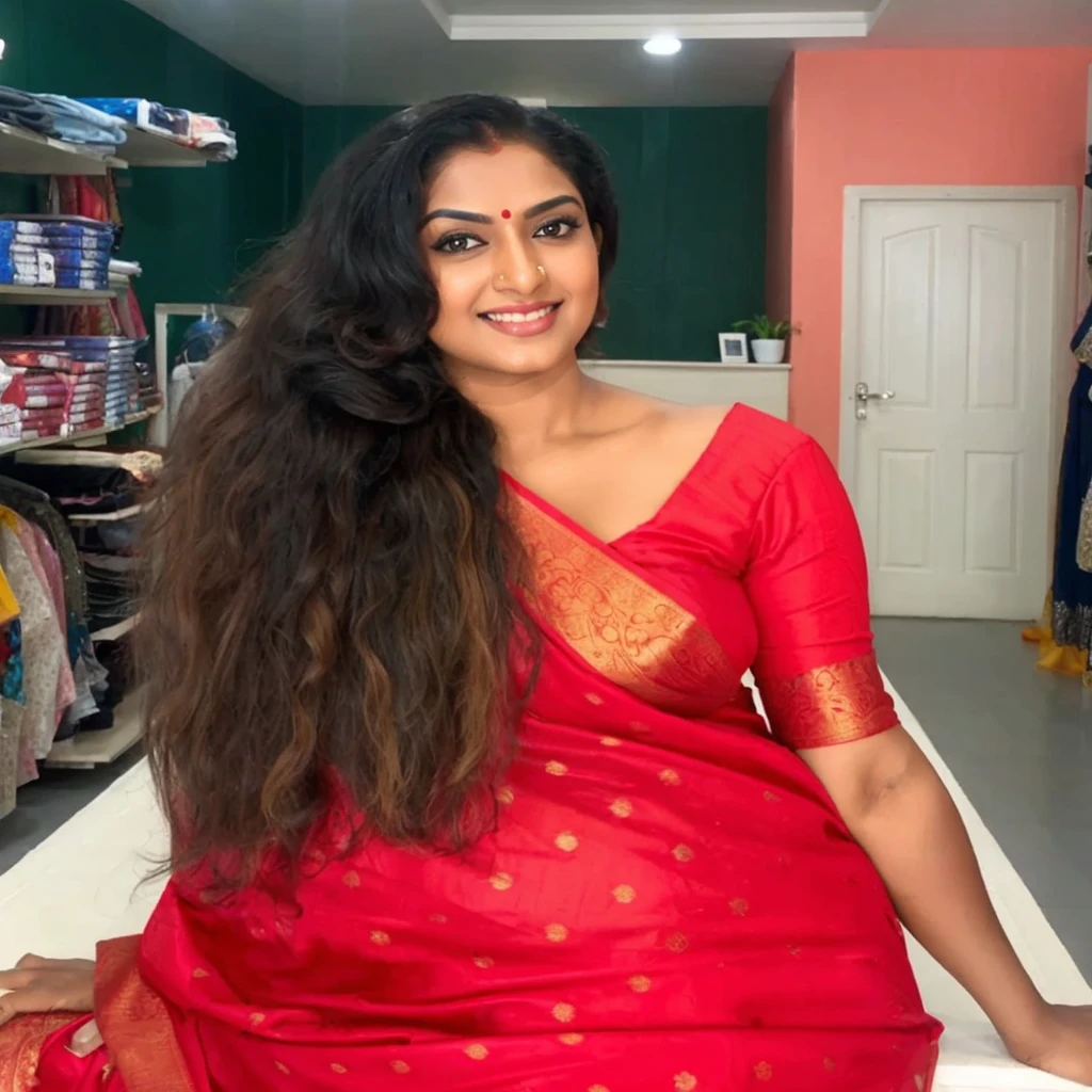 Wearing a sexy satin saree, looka sexy Indian housewife, Looks like Indian Actress Nayanthara, actress Nayanthara, mallu, mallu aunty, desi aunty, full figured mature beauty,  sweaty skin , shining skin, sweat, attractive figure, desi milf, desi aunty, a close up of a woman in a saree in a bedroom,  sleek!!!, indian super model, wavy hair combed to one side, actress, smoldering, intense smoldering, fashion, an angel, print ready, with a dramatic looking, seductive look, sexy Saree queen, sexy Saree fashion, seductive Saree,  wear saree, sizzling hot Beauty, bigger breast , a man hugging in sexy way