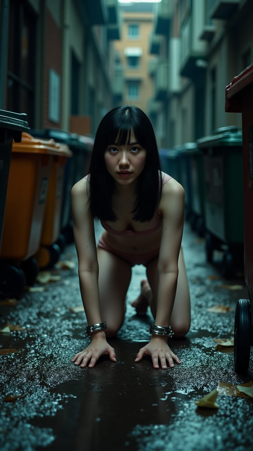 Highest quality、Masterpiece、8k、Japanese women、30th Generation、ghost、Pale skin、ruins、tunnel、Dark atmosphere、scared、sexy、naked、pubic hair、Slender figure、Beautiful feet、Realistic Face、Horror、Realistic hands、Detailed face