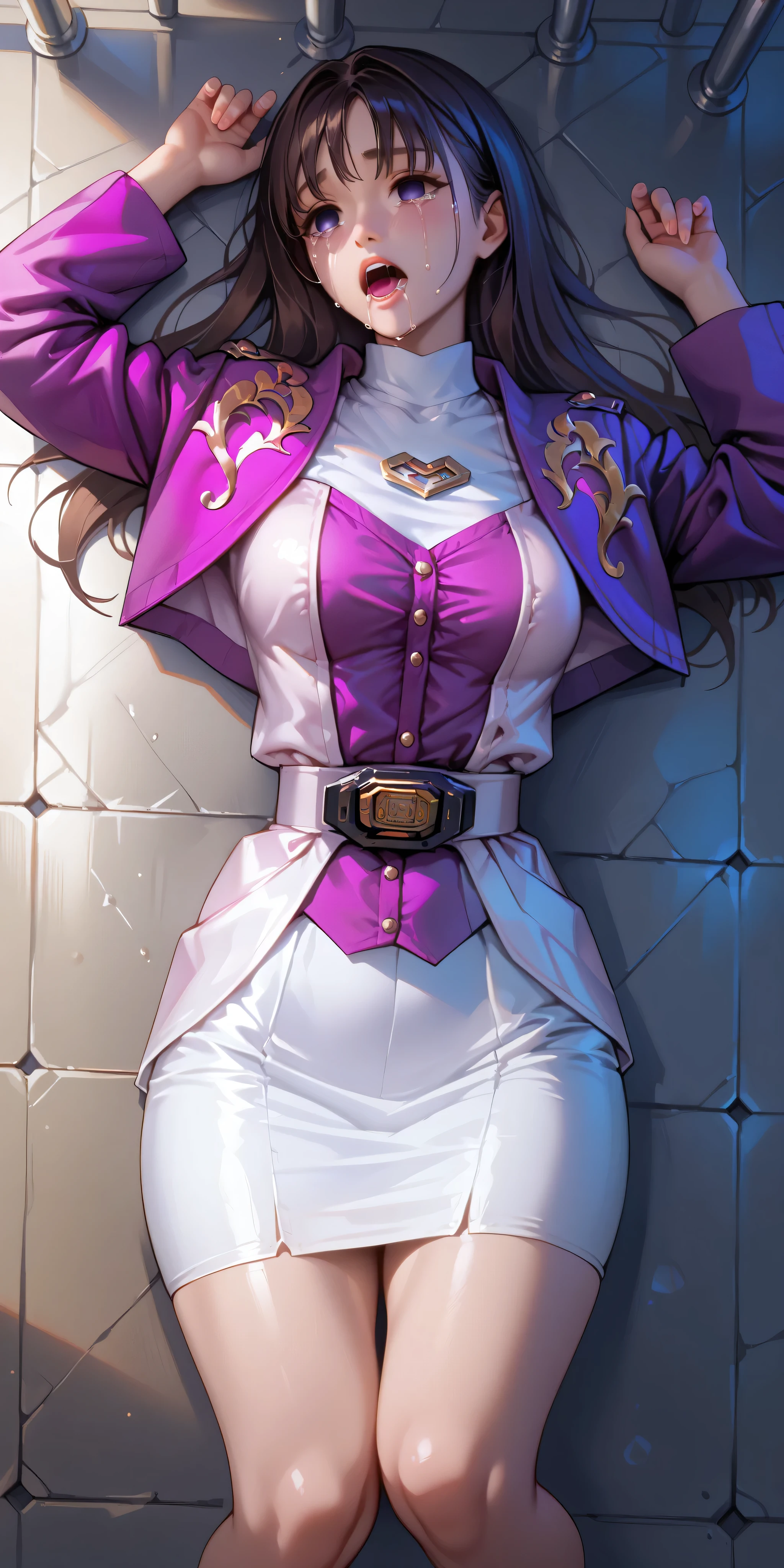 full-body close-up, create an elegant atmosphere), white short skirt, white hair shawl, graceful flowing, elegant movements, lustful smirking smile expression (red blush), floating in the air, (1girl), slim figure)