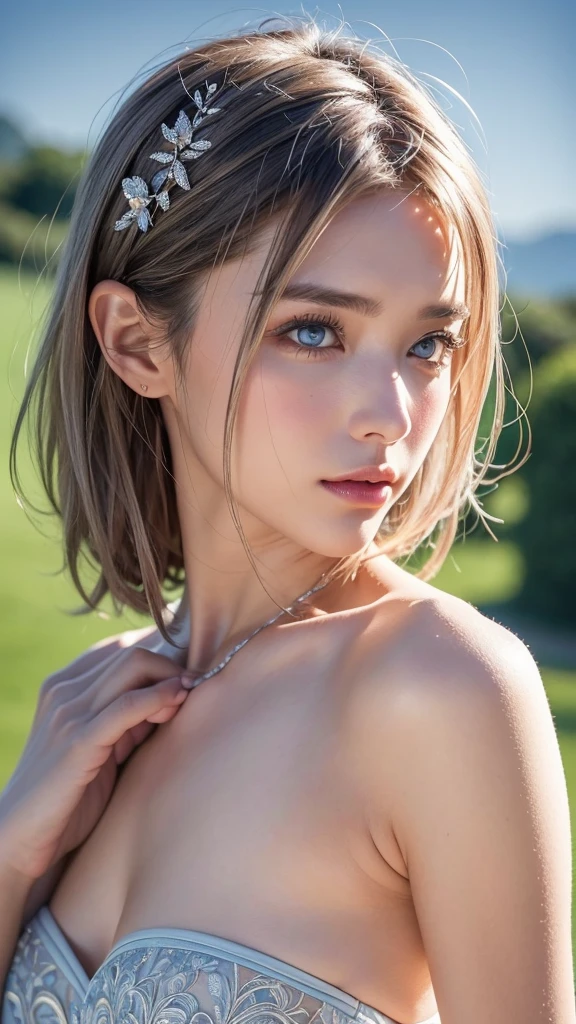 Mint green lace thong and bra,(See through)、Small breasts, (((とてもエレガントでbeautiful, Perfect detail, Very detailed))), whole body, The most detailed girl, Written boundary depth, 美しくdetailedなwhole body, Thin legs, 1 person, 30 years old, Very short hair, Spiked Hair, Gray and silver hair, beautiful detailed hair, Perfect Face, Expressionless, beautiful, detailed, Deep Eyes, Please open your mouth a little, Delicate arms and hands, Pale skin, Earrings, beautiful and gorgeous necklace, Colorful background, HD background, Blurred Background, とても繊細でbeautiful, masterpiece, (((Highest quality, とてもbeautiful8K CG壁紙))), (((Trendy hairstyles))), (Inside the room,Stylish interior,window),((Glowing skin and hair))、Beautiful and transparent photos、