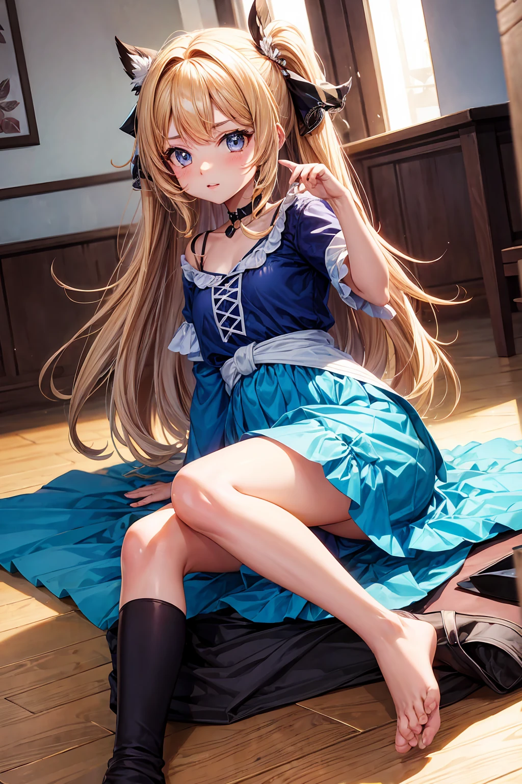 (masterpiece, highest quality), 1girl, taking a selfie on her panties, taking selfie with the mirror, open crotch, cameltoe, mini skirt, (showing off panties, showing off crotch), shy look, crotch focus, sitting facing the mirror, knees up, open legs, thelerethism, gyaru, wrist scrunchies,