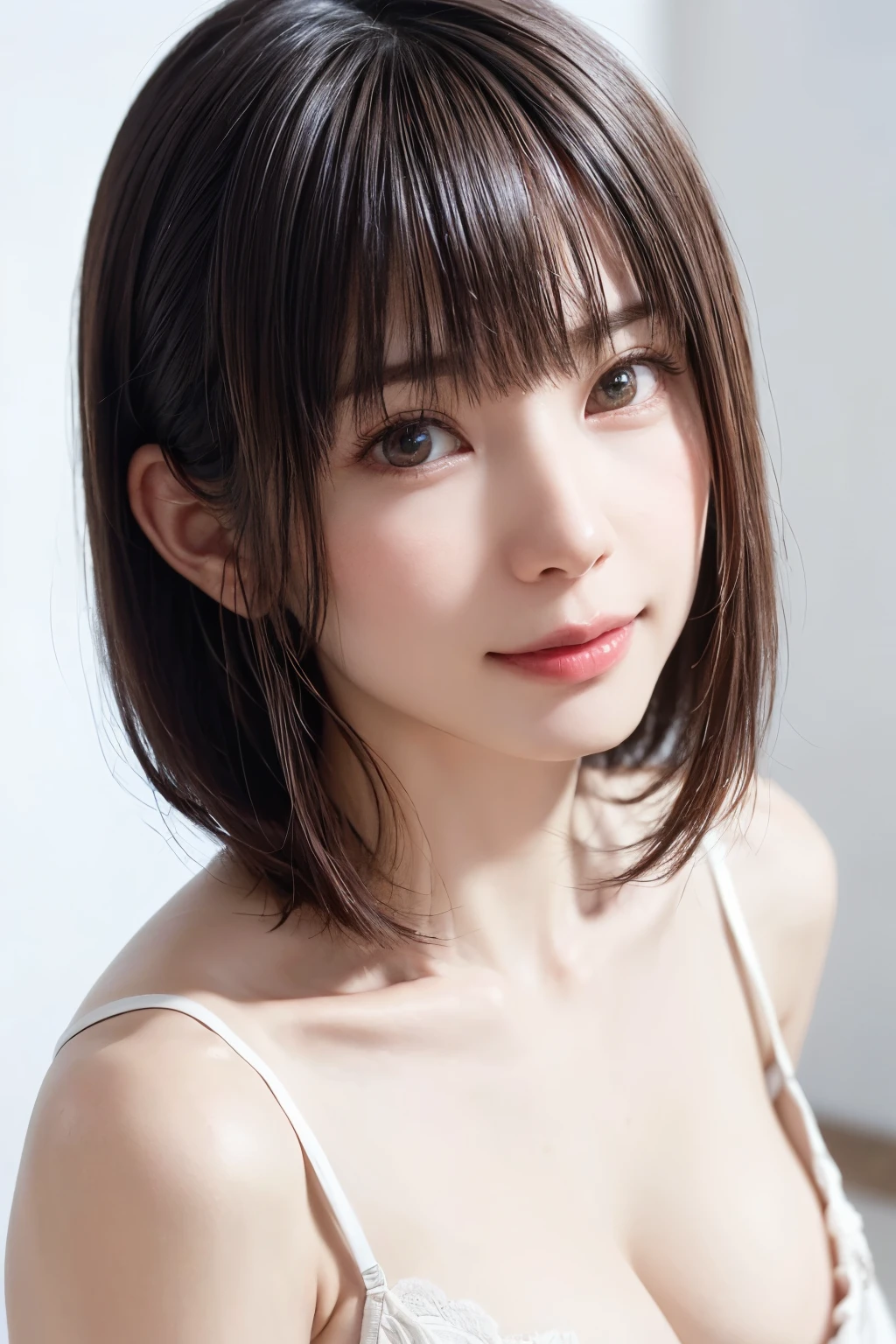 (Programming:1.8、Masterpiece, Highest quality),1 girl, Single, Owns, real, real, Looking at the audience, Looking at the camera、Light brown eyes, 非常に詳細な光沢のある髪のブルネットのショートBob hair, short hair:1.8、Bob hair、Beautiful symmetrical face、Spring clothes:1.6, wait, Shefa, Explosions, outside, Mouth closed, Upper body、عيون bigة、a blink of an eye、((Very simple white background:1.8))、(((Explosionsのあるshort hair、عيون bigة、big and full 胸、Looking at the audience、Beautiful beauty、Show me your ears、long neck、He smiles、please close your mouth and He smiles)))、Ideal body type、((({huge|big|hugeな|Mega} Chest 2, split:2、Be quiet.とても幸せなHe smiles、Be quiet.、Beautiful teeth、height、Dutch angle shot)))