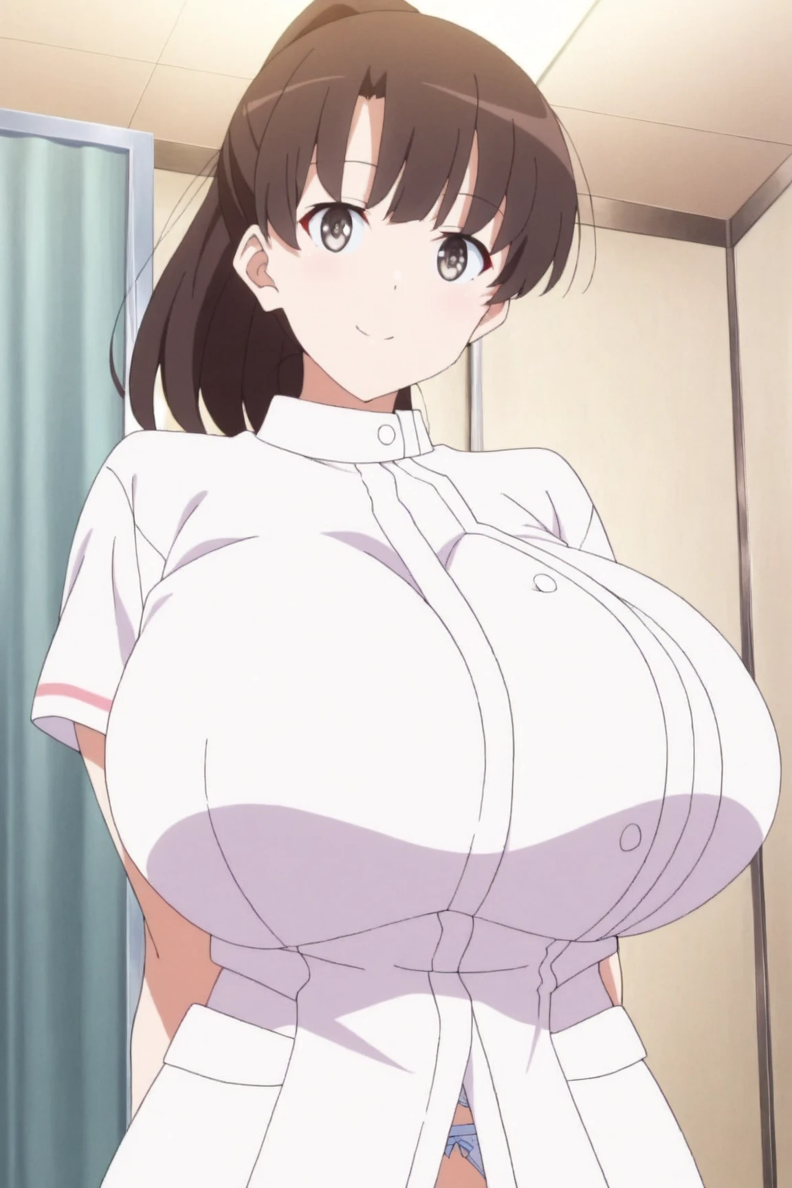 masterpiece, 1 person々, One person々in,10代の若者1 person々, Mika - Persona 5 (Mika、Lusona 5),Big Breasts , Mature Woman,Sharp eyes, Brown Hair,Long Hair、Brown eyes, Empty Eyes LoRA / Hollow / Hypnotic suggestion,It opens wide vertically..,Sweaty, Light blue blouse,Armpit sweat,、The clothes fit snugly to the body、Latex is very shiny、Dark Room, Thick thighs, Hypnotic Pendulum,Hypnotic state,Hypnotic stateの目,squint,Open your mouth wide and vertically,Sweaty,全身Sweaty,I can see the valley,Steamed, (Huge breasts:1.6),Heart Nipple Sticker,Transparent nipples