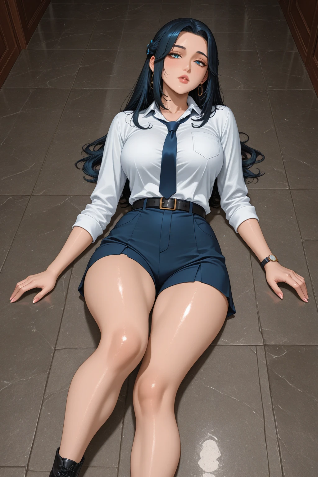 Ultra HD、super high quality、masterpiece、detailed、8K、The place is your room、A high school girl in her room1Person sitting and listening to music on headphones、Studying at a desk、The room is small、15-year-old high school girl、The high school girl is Russian and has long black hair.、Has blue eyes、Has a glamorous figure、The clothes she's wearing are a camisole, a miniskirt, and knee-high socks.、Or wearing a uniform、Pretty sexy、Lo-Fi images,The background is blurred、Nostalgic and relaxing atmosphere、The decorations are retro.、Late Night、The light is a desk lamp