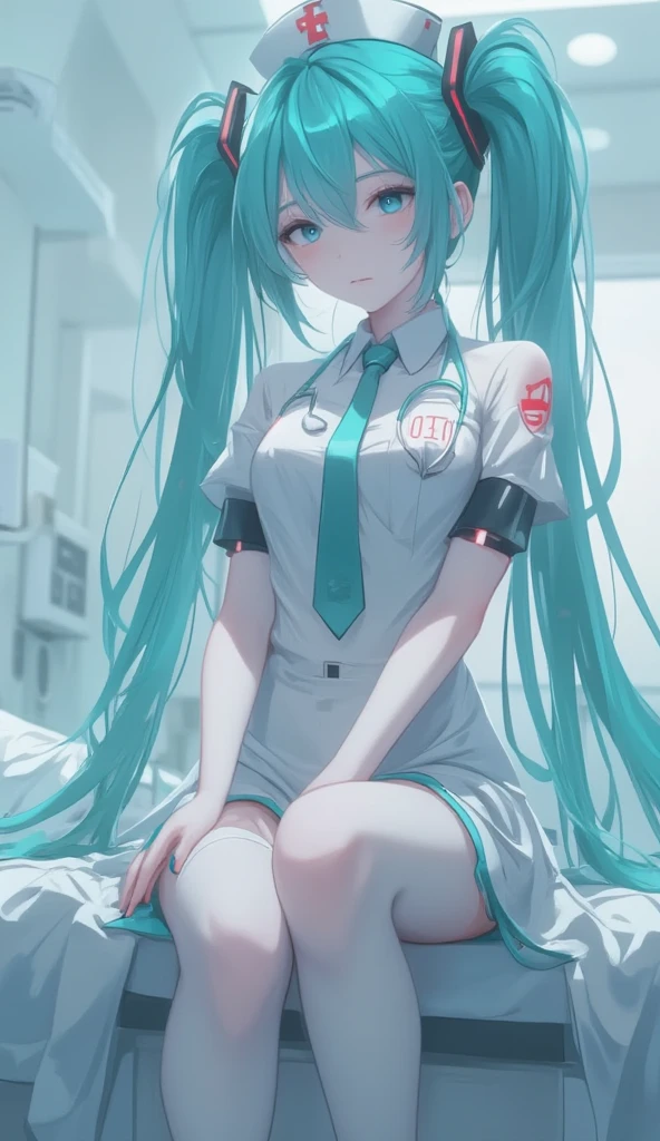 (nurse), (The background is the operating room), (nurse), Hatsune Miku, (masterpiece), highest quality, 1girl, uhd, retina, masterpiece, ccurate, anatomically correct, textured skin, super detail, high details, high quality, best quality, highres, 4K