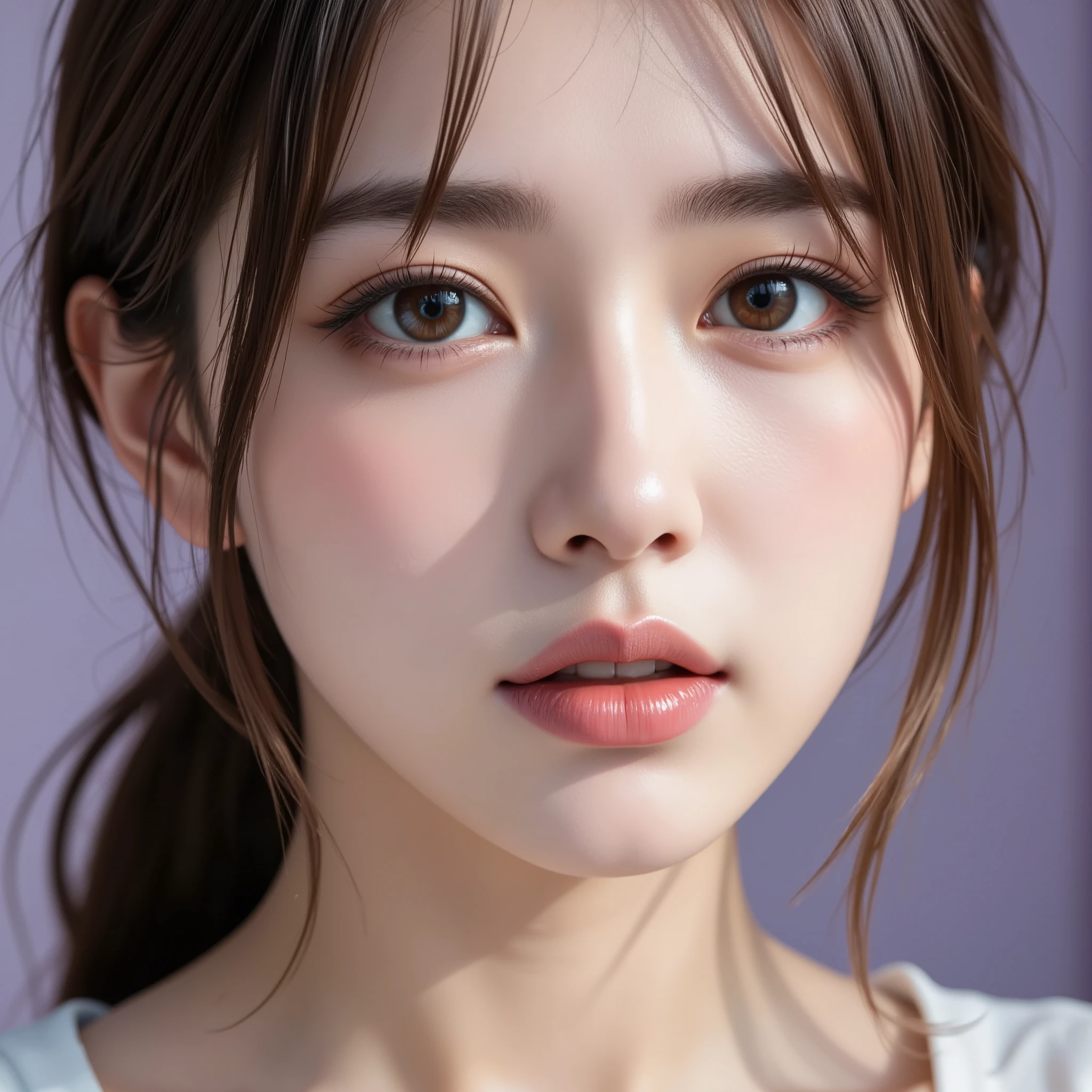 1 girl, (Wearing a camisole that shows your breasts:1.7), ((Wearing makeup:1.6))、((Pink eyeshadow:1.6))、Very beautiful Japanese idol portraits,
(RAW Photos, highest quality), (Realistic, Realistic:1.4), (masterpiece),
Very delicate and beautiful, Very detailed, 2k wallpaper, wonderful, finely, Very detailed CG Unity 8K 壁紙, Very detailed, High resolution, Soft Light,
Beautiful detailed girl, Very detailed目と顔, Beautiful and sophisticated nose, Big beautiful eyes, Cinema Lighting,
(Simple light color background:1.3),
(Medium Hair), (Parted bangs), Light gray background、
Complete Anatomy, Slender body,extremely small breasts, Sensual look