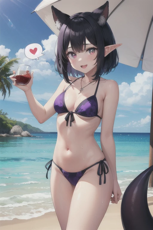 SFW (masterpiece, best quality, 32k) a teenage girl with medium black hair ((stark black hair, dark black hair, bangs, straight hair, bob, inverted bob, stylish bob)), ((pink eyes, ruby eyes, red eyes, brown eyes, bright eyes, beautiful eyes, detailed eyes, finely detailed eyes, highly detailed eyes)), ((youthful face, beautiful face, cute face, sexy face)), ((dark eyeshadow, dark eyeliner, full lips, small pointy ears)), ((pale skin:1.5, white skin, porcelain skin, smooth skin, soft skin)), standing, walking, outside, outdoors, lake, forest, sky, clouds, simple background. ((hot pink bikini)), ((huge breasts:1.7, round breasts:1.3, perky breasts:1.3)), ((slim:1.5, lithe:1.5, slender:1.5, thin:1.5, svelte:1.5, busty:1.2, buxom:1.2, supermodel body:1.2, fit body:1.2)), ((round hips, thin waist, waspish waist, slim waist)), ((long legs, slender legs)), small smile ((full lips)), calm expression, content expression, serene expression, happy expression, open eyes, large eyes, expressive eyes, head-to-waist portrait, cinematics, color oil painting, cinematic lighting, ((extremely detailed face)), ((finely detailed face)), Extremely detailed eyes, finely detailed eyes, beautiful face, beautiful eyes, perfect lighting, depth of field, (realistic proportions), (good anatomy), ((solo:1.6)), ((1girl:1.6))