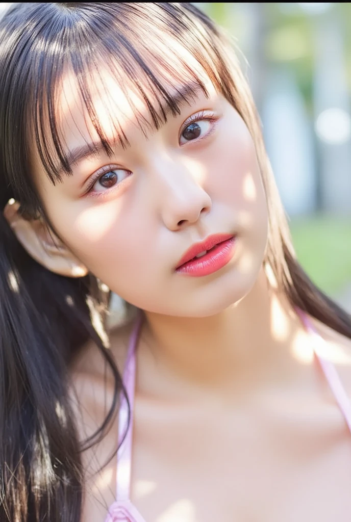 (((full bodyesbian)))、(((Zoomed-out version)))、(((１girl with)))、Cosplay、appearance々Cosplay、swim wears、huge tit、realisitic、８Equivalent、Black eye、A dark-haired、((top-quality、in 8K、​masterpiece))、(layers-Cut)、long legged、Perfect physical beauty、Highly detailed facial and skin texture、A detailed eye、二重まぶた、Long Hair Real、Ridiculous、unbelievable Ridiculous、Colorful swimsuit、elegent、Natural background 、extremely detailed girl、ultra-detailliert、hight resolution、 lighting like a movie、16yo girl、((dynamicposes))、 Innocent、Ultra HD
