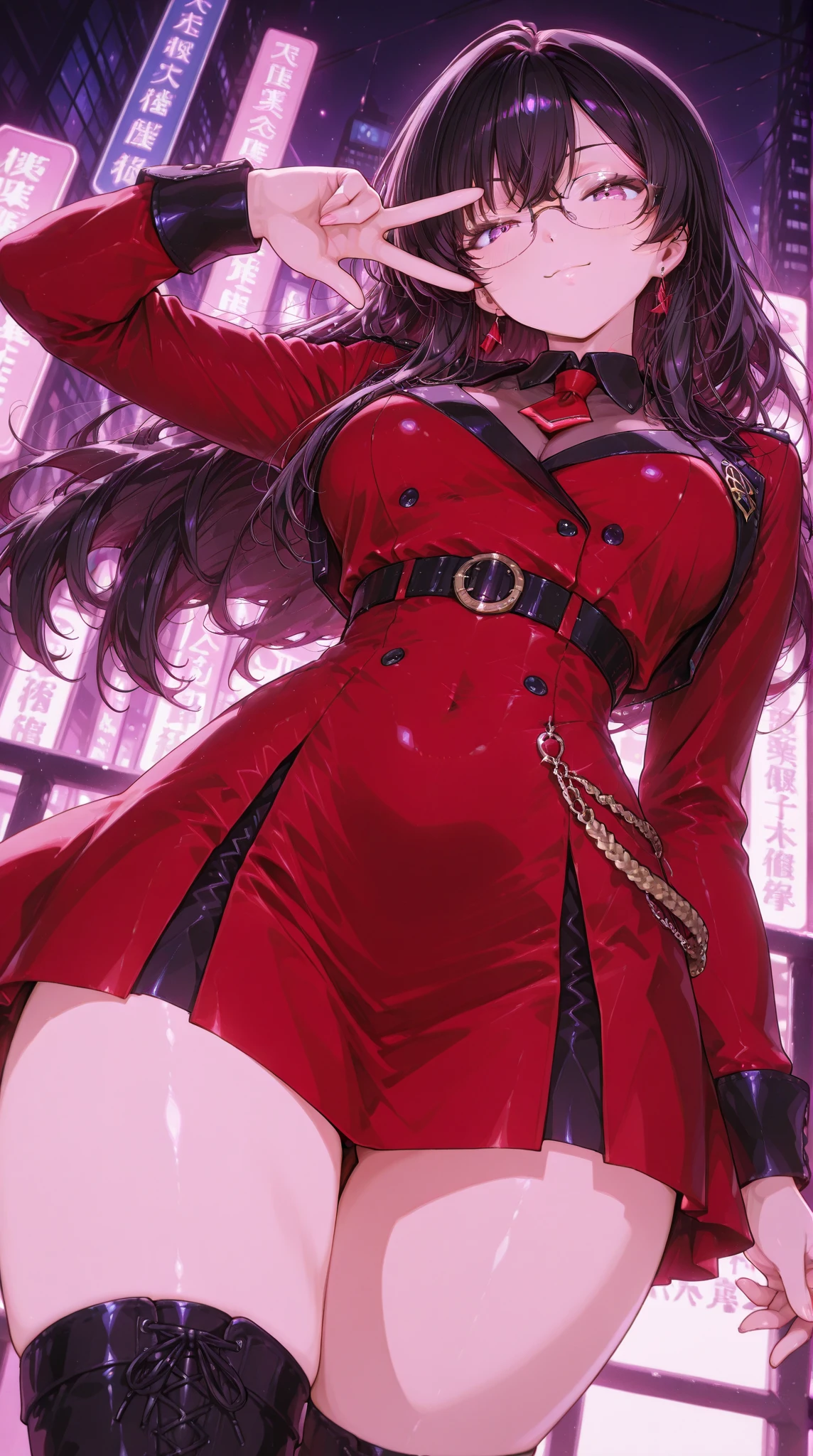 top quality picture, GIRL WITH RED LOOK, slim ((muscled body)), KAGUYA SHINIMYA