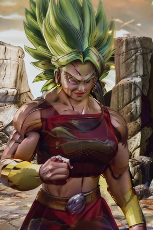 Broly ., with a calm and determined expression on his face. Representatives of other forces are at a distance., His eyes were full of contempt and ridicule.., , 32k, Best Quality, artwork, super detail, High details,