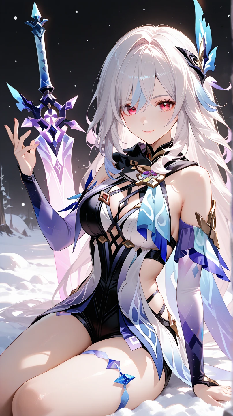 ((masterpiece, highest quality)), detailed face, full body esbian, Full of details, Multiple poses and expressions, very detailed, depth, many partagic Taoist,Holds a crystal wand,fantasy style,Very beautiful and mysterious,fantasy,rainbow colors,high balance, Natural light, black lace,black laceパンスト,starry sky,star decoration,white hair,Pink Lip