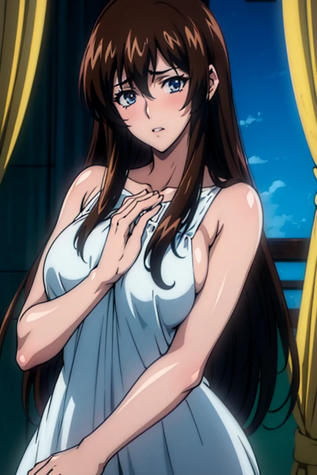 <lora:EclairV2:0.7> kgeclair, huge_breasts, standing, solo, cross_earrings_single_earring, sundress, starry_sky,, masterpiece, best quality, detailed face, detailed eyes, highres,