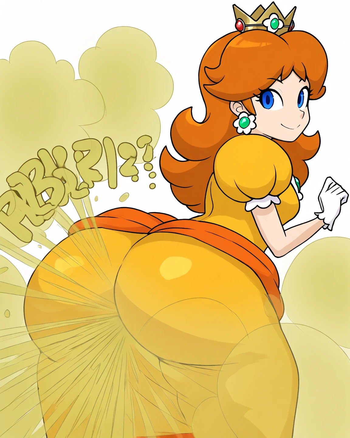 STICKER, (Solid Outline:1.3), (masterpiece:1.2), A detailed illustration of a vivid Sexy Princess Daisy from Mario kneeling down naked, bare breasts, soft nipples, face view, ass view, side by side, Solo Female, medium breasts, full cleavage, hands behind her head, Full Body View, high heeled boots, large crown, no background, vintage t-shirt design, in the style of hand drawing, 3D vector art, fantasy art, watercolour effect, Adobe Illustrator, hand-drawn, digital painting, low-poly, soft lighting, isometric style, retro aesthetic, focused on the character, 4K resolution, photo realistic rendering, using Cinema 4D,