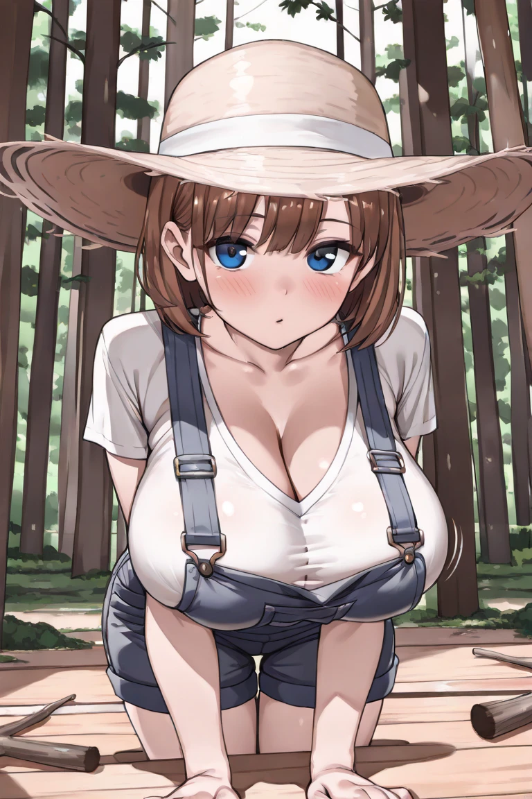 1 woman ((upper body selfie, happy)), masterpiece, best quality, ultra-detailed, solo, outdoor, (night), mountains, nature, (stars, moon) cheerful, happy, backpack, sleeping bag, camping stove, water bottle, country boot, country hat, red plaid shirt long sleeve open, lantern, forest, rocks, river, wood, smoke, shadows, contrast, clear sky, style, (warm hue, warm tone: 1.2), close-up, cinematic light, side lighting, ultra high resolution, best shadow, RAW, upper body, wearing lingerie, seductive look, huge breasts, 4k, open neckline, sexy threesome