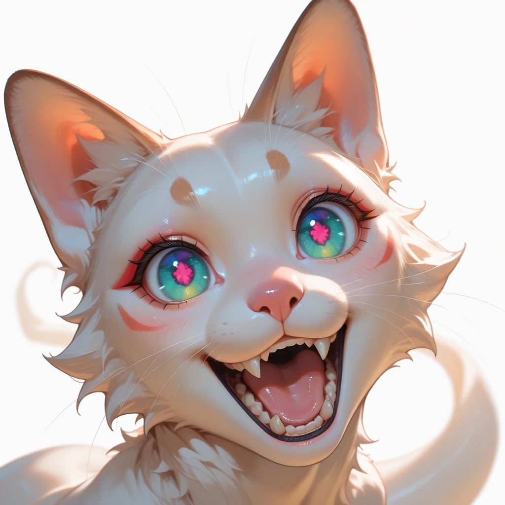 One, check_9,check_8_up,check_7_up, source_cartoon, source_fluffy, Catboat, Anthro fluffy feline girl, tall body, hourglass figure, Adult woman, Blue eyes, :3, muzzle, pink nose, silver fluffy body, tabby gray tabby cat, длинные светлые hair, hair, Closing one eye, standing, Loving expression, simple white background, , (realistic, Photorealistic, hyperrealism, Photo, hyper detailed fur):1.3, amazing, ultra clarity, 4K, excellent quality, high detail, close-up, bare chest, , cum on face, sex oral dick oral, human penis, Zoophilia, cute sucks dick, the cat gently sucks, caresses with tongue, Sperm drips from the mouth, balls dick, shaved balls, big dick, juicy dick, touches eggs with hands, plays with eggs, naked, Nipples, Foreground,sperm stretched on tongue, looks at the viewer, exhaust,