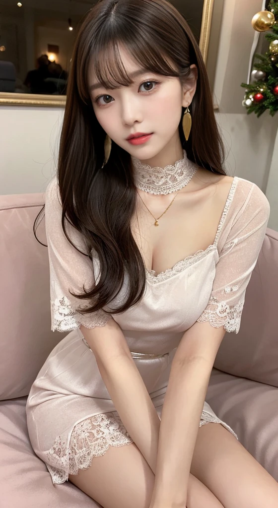 ((Best Quality, 8k, Masterpiece: 1.3)), Focus: 1.2, Perfect Body Beauty: 1.4, Buttocks: 1.2, ((Delicate Long Hair)), (Sparkling Dress: 1.1) , (Sports car, street: 1.2), Highly detailed face and skin texture, Fine eyes, Double eyelids, Whitened skin, Smile, Wearing necklace, ring, person sitting inside a car.