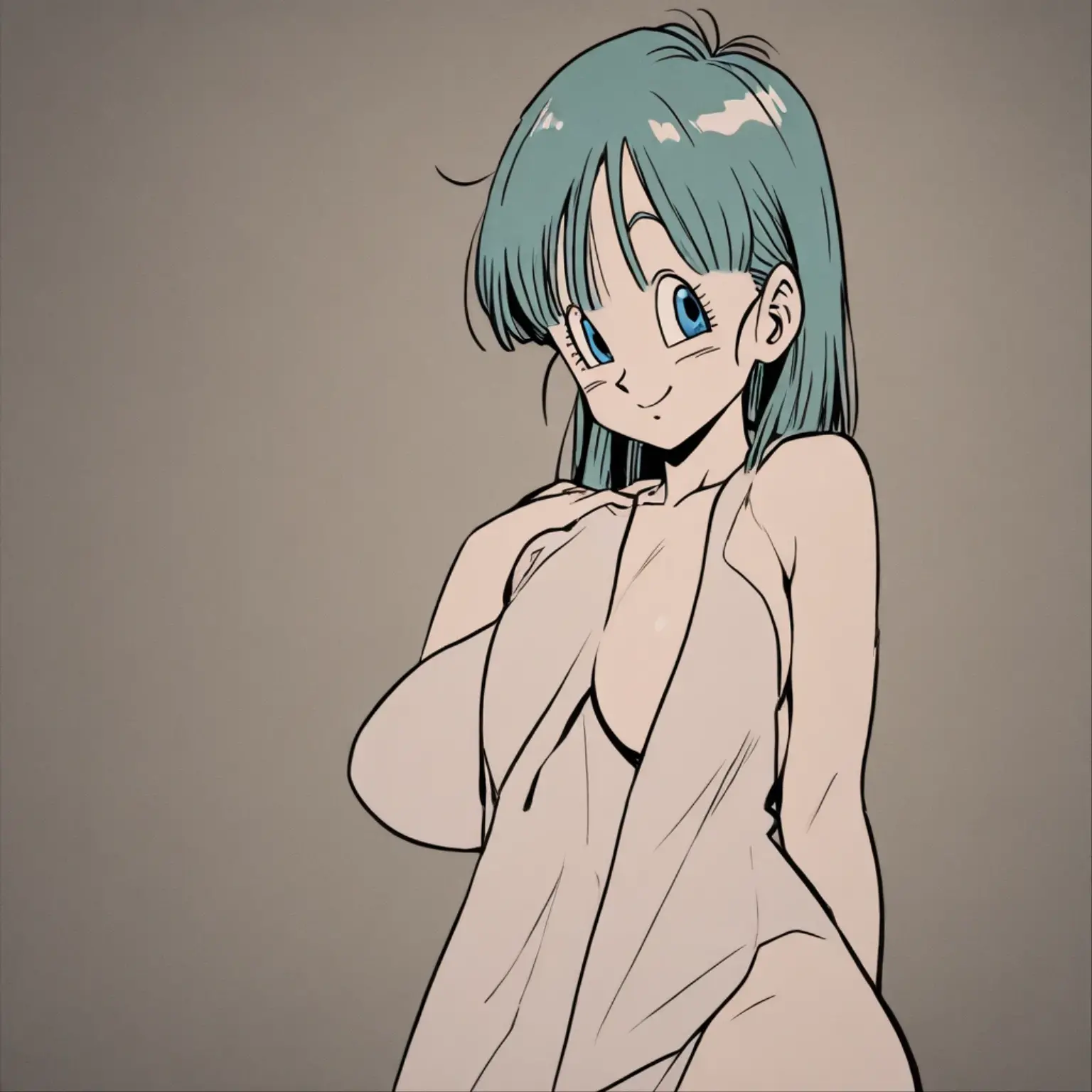 { 4k wallpaper : illustration : beautiful detailed eyes : extremely detailed face : perfect lighting : extremely detailed CG } { half-monochrome filter }{ horror gloomy atmosphere} { dark horror theme } { in a dark room } { possessed Haruna Sairenji : short blue hair with red hairclip : glowing yellow eyes : perfectly shape breast : perfectly smooth slender body : Naked : : looking at viewer : smug : devious smirk : sweating } { nsfw : hentai } { smooth : showing armpit to viewer : one hand on armpit }