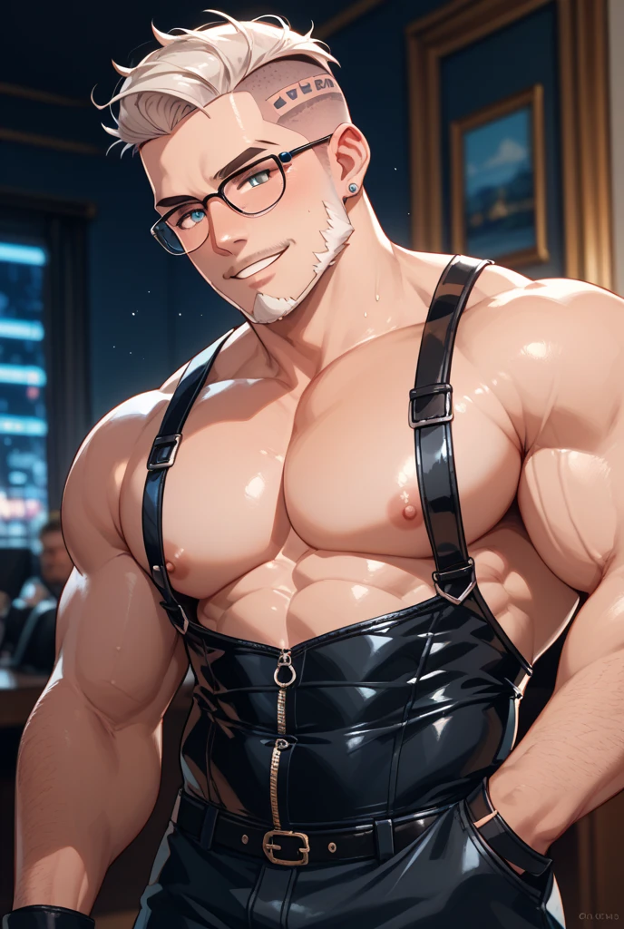 1man,20yo, young man, perfect face, handsome, slim but fit body, instagram model, (b0ndage,strap, bondage outfit), lean on the bar, in nightclub, neno lights, close-up shot, dynamic pose, arms behind head, showing very manly armpits, (homoerotic), highly detailed, sharp focus, intricate, smooth, elegant, 8 k, fantasy, cinematic lighting, cinematic, masterpiece, matte, photorealistic, 4 k, 8k, beautiful, volumetric lighting, dramatic lighting, bisexual lighting, detailed, realistic, intricate details, ultra realistic, high detail, centered, hyper detailed, 4k, 8K, hyperrealistic, hd,depth of field