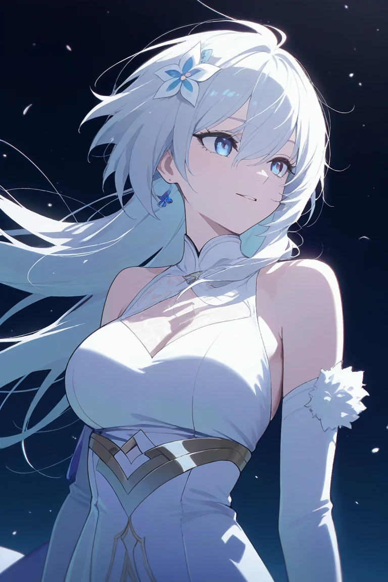 A beautiful fairy with snow-white hair  