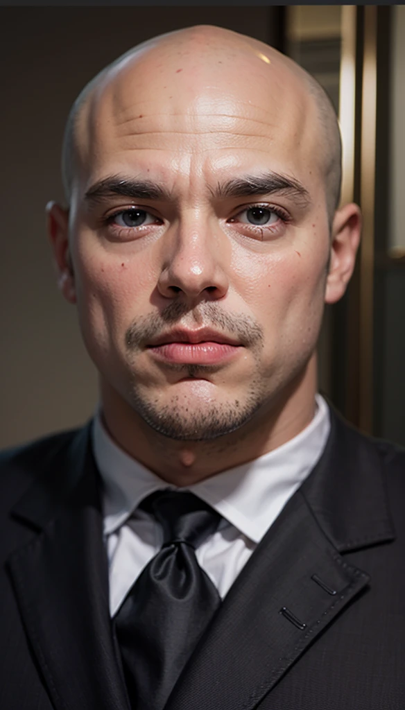 Andrew Tate - My Eyes feat. Tom Platz (Music Video) *Homem careca de óculos escuros, claro e com Roupas elegantes de terno casual em frente a uma bugatty