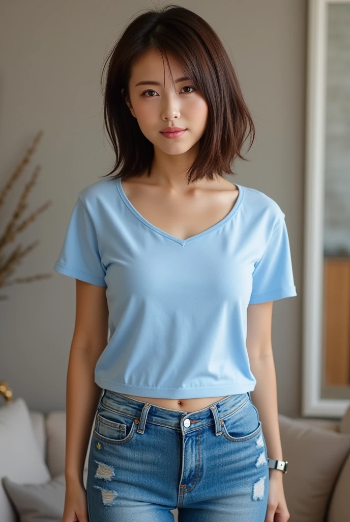 dress、(Photorealistic:1.4)、(hyper Realistic:1.4)、(Realistic:1.3)、(Smooth lighting:1.05)、(映画の照明Improvement of quality:0.9)、32K、One Girl、20-year-old girl、Realistic lighting、Backlight、Facial Light、Ray-tracing、(Bright light:1.2)、(Improvement of quality:1.4)、(Highest quality real texture skins:1.4)、Finely grained、Detailed painted face、Quality Eyes、(tired, Sleepy and satisfied:0.0)、 Face close-up、T-Shirts、(Enhance the mood of your body line:1.1)、(Enhances the beauty of skin texture:1.1)、((satomi ishihara))、bikini、smile、Short Hair、