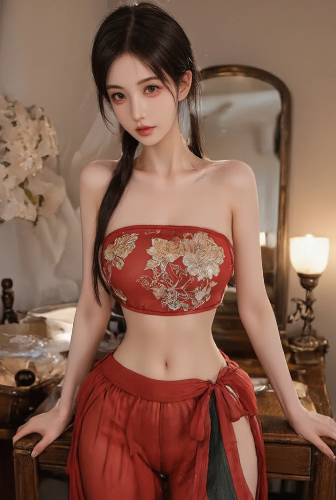 (dynamic angle:1.3, front view:1.1, breast focus:1.3, from above:1.1), (dynamic posing:1.2, sexy posing:1.2), (seductive smiling:1.3), ((holding Pasta on a plate,Taking the pasta out of the pan, worried about the outcome:1.2)),highest quality、(real、photorealistic:1.4),(ultra high resolution, 8K RAW photo, clear focus), best qualtiy, natural lighting, field depth, (Bright pupils, detailed beautiful eyes, high detailed face), Red lip, (tight focus:1.2), a girl 22yo old, Wearing a pastry chef uniform:1.3 , Thicc, thin breast, long hair, blue eyes,garter stocking, cleavage:1.2, midriff, black shorts, black thighhighs, thigh strap, pretty girl, (highly detailed beautiful face and eyes,firm breasts),real skin,((black,hair,long pony tail hair)),thin pubic hair,cute,lovely, detailed eyes,(double breasted:1.0,under bust:1.0),(with sparkling eyes and a contagious smile),open mouth, Looking at Viewer,A scene of make cooking Carbonara Pasta in the kitchen
