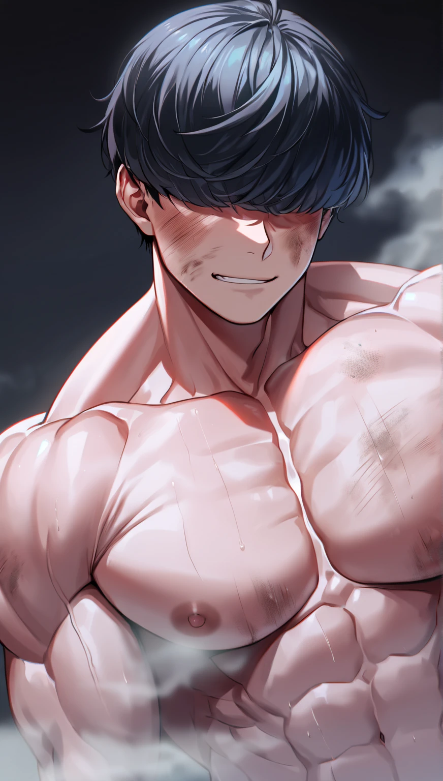 Sex，Erect penis，Wide open mouth，Drooling，Sweaty，，Bodybuilding，Six-pack，Build bigger muscles，(Huge erect penis:1.8)，(Six Pack:1.6)，Painful expression，13-year-old boy，Hero Suit,veins popping out,