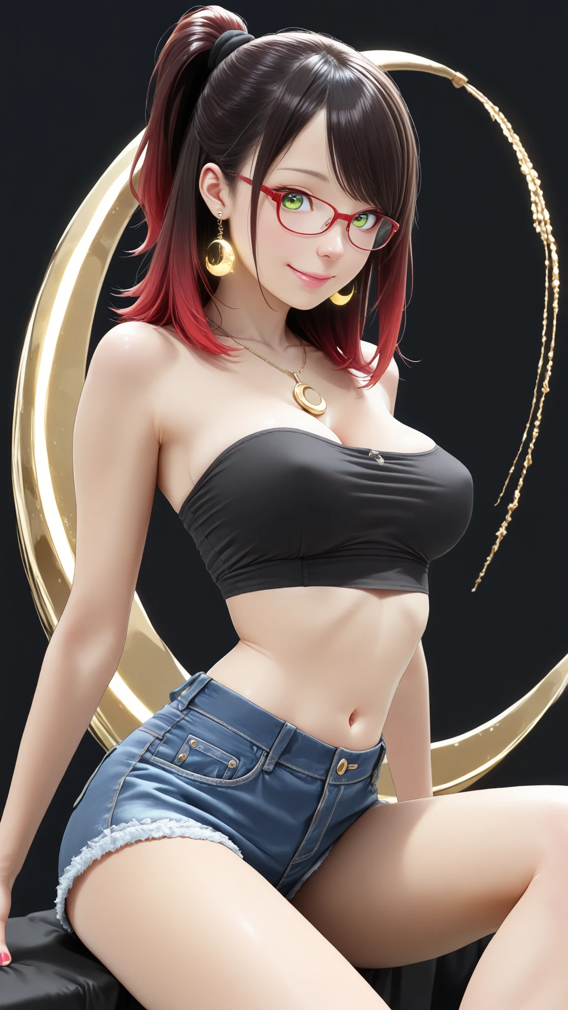 杰作,(真实感:1.4),best qulaity,beautiful lit,(ulzzang-6500:0.5),makima \(chainsawman\),(red haired)+(Long pigtails)+(hair bangs),Yellow eyes,Golden eyes, ((eye socket)) , (tiese), RAW photos, 8k uhd, Film grain nudity