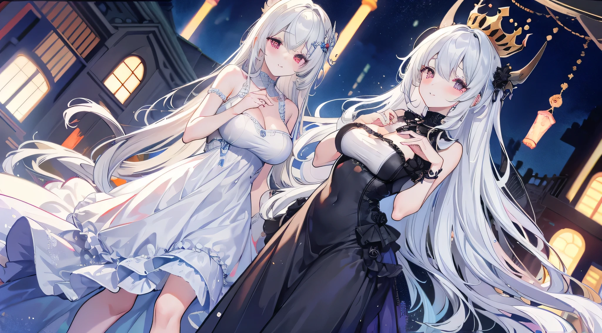 １Mature women、STAR、Asuna、Silver Hair、makeup、Big Breasts、Cleavage Emphasis。
Smiling expression。
Brown dress、Glossy clothing。Glossy Skin。Moonlight。High angle。
bloom effect。super high quality。Ultra-high resolution。