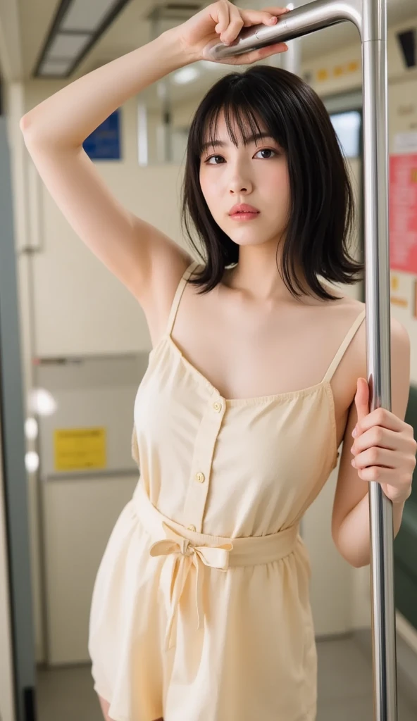 Gather dress wide open at the chest、(Sheer thin material)、