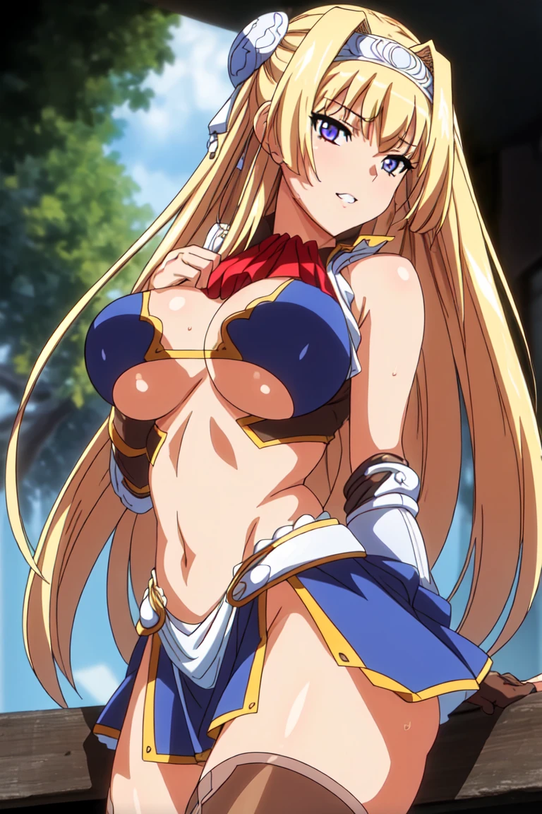 score_9, score_8_up, score_7_up,,BREAK source_anime, from front,,breast front view,standing,straight on,upperbody.,1girl, celes chere, final fantasy.blonde hair, blue eyes, ( micro bikini,green bikini),large breasts,cleavage,pointy breasts,,, white cape, vambraces,bracer, very long hair, bangs, closed mouth,.tundere,,, (best quality),(aesthetic,very aesthetic),masterpiece, highres, (anime screenshot:0.5),contrapost,graceful posture,lean but curvy body, slender waist, round hips, willowy limbs,(bulsh),model standing