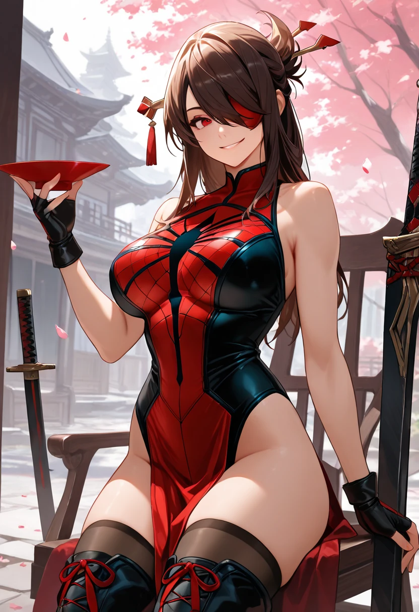 8K, Ultra High Definition, Super detailed, Shiny detailed hair, detailed face, fantasy landscape, solo, looking at viewer, {{best quality}}, {{masterpiece}}, {{ultra-detailed}}, {detailed light}, ultra high quality eyes, detailed eyes, perfect eyes, large eyes, detailed green eyes, red hair, long hair, beautiful, skinny body, white skin, slutty, erotic, blushing, open mouth, ahegao, ((sexy tattoo)), ((large gift ribbon covering the body)), standing in suggestive pose, nsfw