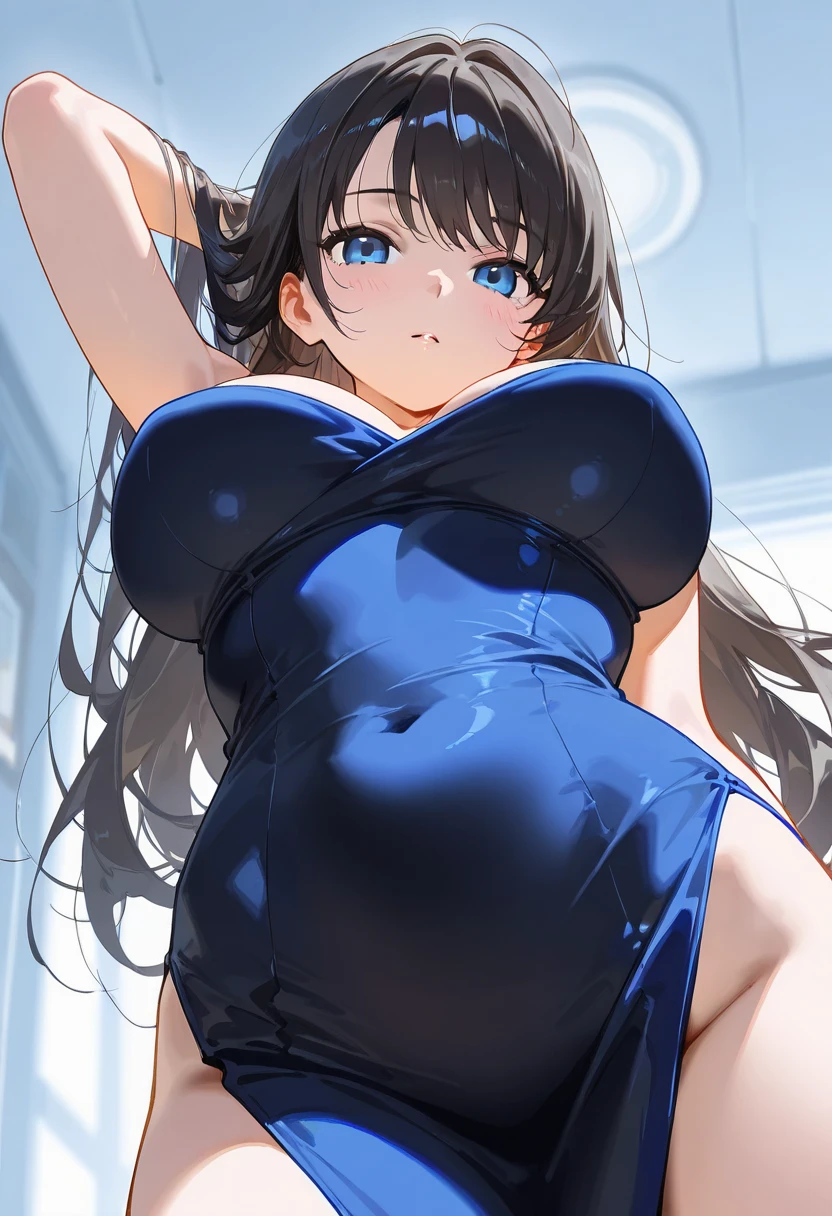 top-quality、Full limbs、complete fingers、Slender beauty、waved hair、long、Brown hair、Raw feet、bunnygirl、Blue Bunny Girl Leotard、Blue Bunny Girl Headband、Blue bow tie、Brown pantyhose、ssmile、Beautiful Large Breasts、Luxurious room、is standing、sexypose